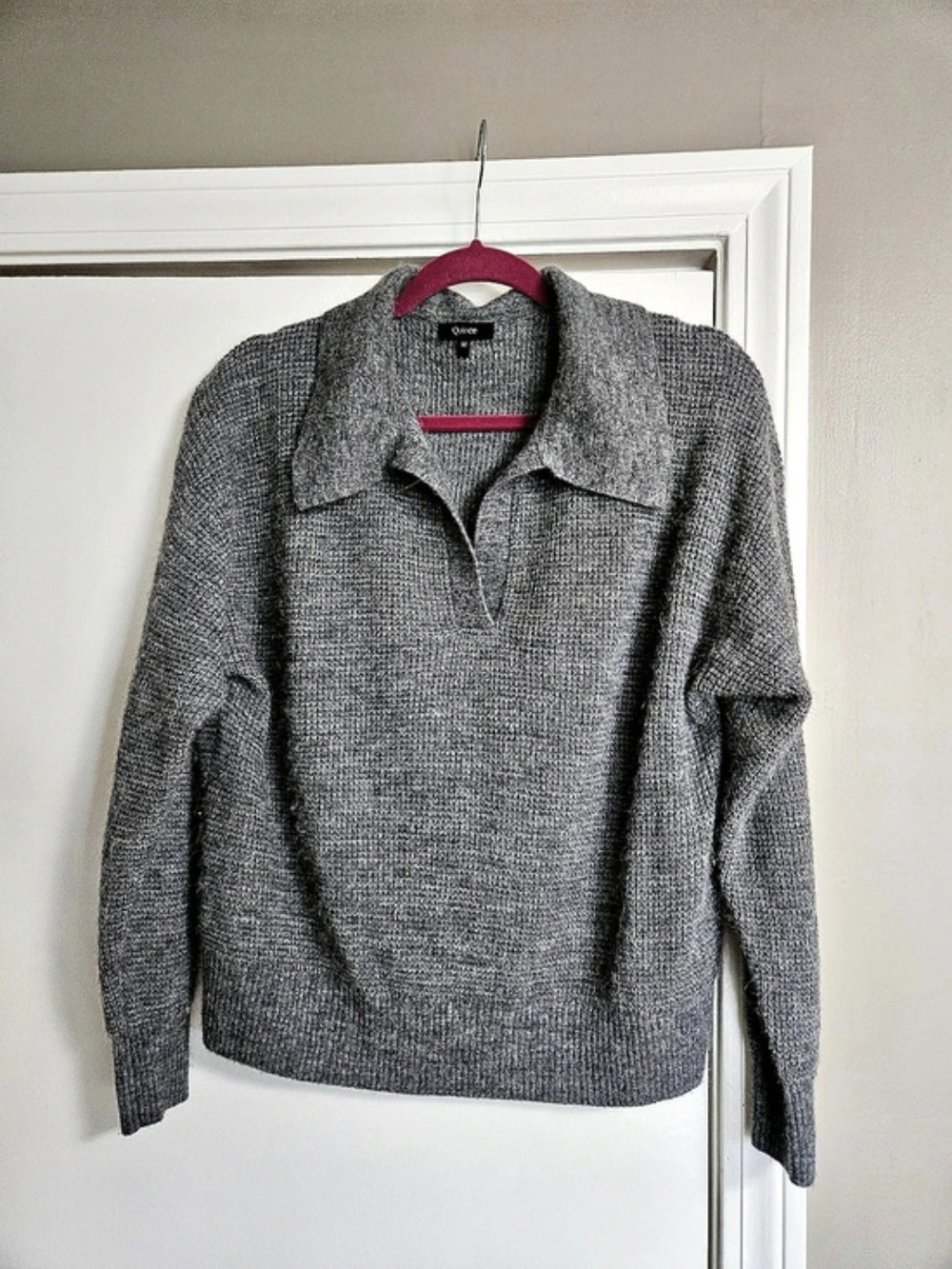 Quince Alpaca Wool Blend Polo Sweater Gray Wool Alpaca Blend Size Medium